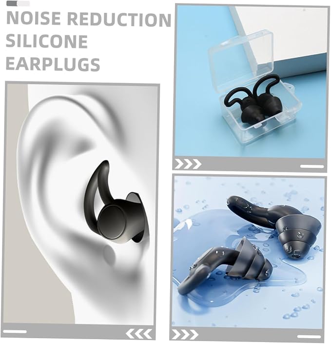 PRETYZOOM 2pcs Silicone Noise Cancelling Comfortable for Airplane Pressure Reduction Work Study Noise Blocking Black