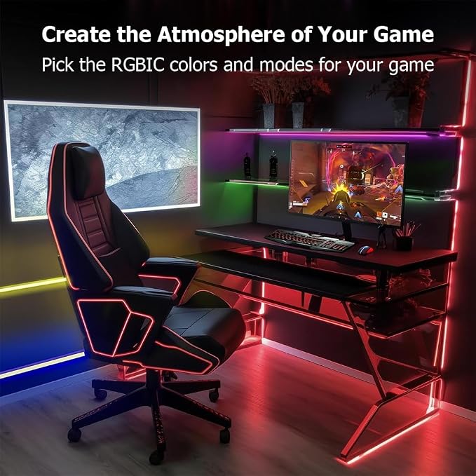 16.4ft LED Neon Rope Lights, RGB Plus IC Strip Lights, IP68 Waterproof Flexible Rope Light with APP and Remote Control, Dimmable Neon Strip for Gaming Room Living Room Bedroom Indoor Outdoor Decor