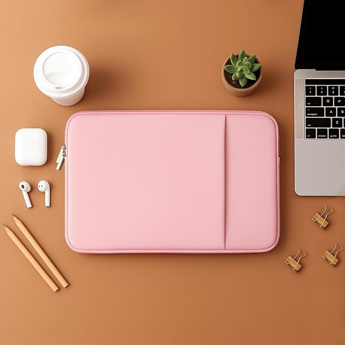 Laptop Sleeve for MacBook Neo/Air/Pro 13 inches A18/M5/M4/M3/M2/M1 Chip 2026-2020 A3404 A3449 A3240 A3113 with 2 Pockets Tablet Bag Case Accessories (Bright Blush Pink)