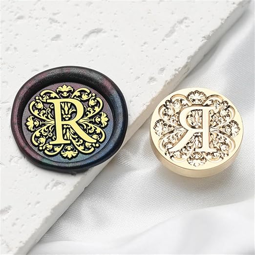 Flower Initial Alphabet R Wax Seal Stamp & Eucalyptus Love Sealing Stamp with Wax Stamp Brass Head Ideal for Wedding Invitations Gift Wrapping Christmas (Floral R)