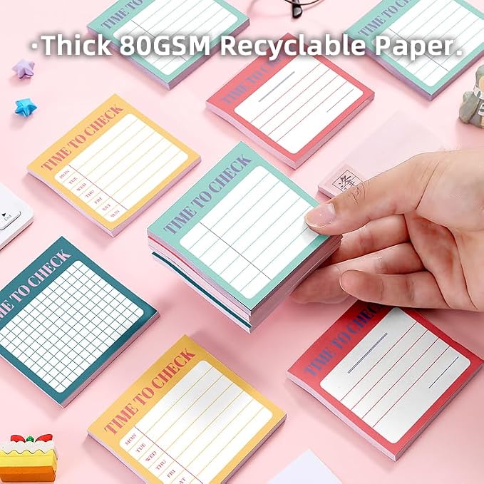 Retro 4Pack/200 Sheets 3x3in Self-Sticking Note Papers Set, High-Adhesive Productivity Planner Pads for Time Management, Vintage Daily Task Notes for Journal Office Home, Bulk Stationery Gift