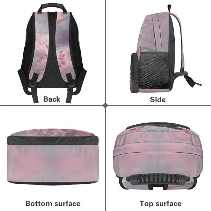 Black Horse Backpack Set - 4Pcs Dreamcatcher Backpacks for Girls Ages 6-10 - Kids Bookbag with Lunch Box & Pencil Case - 17 Inch School Bag for Elementary Back to School