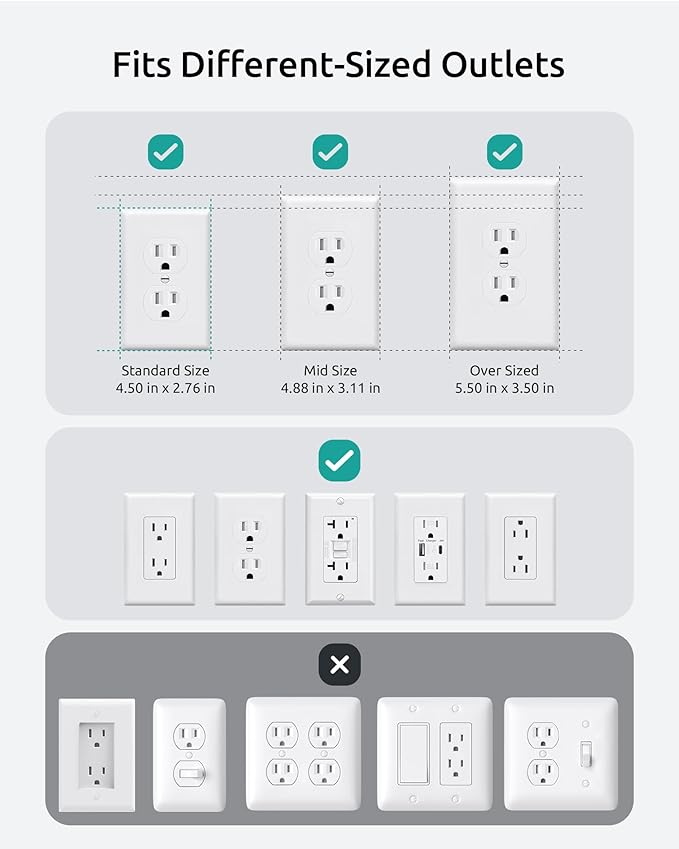 Outlet Cover Extension Cord Flat 6ft, NUTICT Flat Plug Power Strip with 8 Outlets & 3 USB-C & 1 USB-A Port, 13A/1625W, 1440J Surge Protector, Indoor 3 Prong Flat Wall Plug for Tight Spaces, White