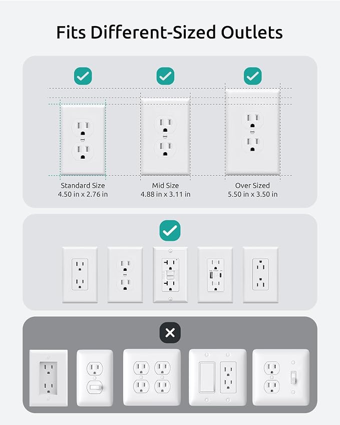 NUTICT Outlet Cover Extension Cord, Flat Plug Power Strip 15ft, 8 Outlets (4-2Pin)& 4 USB Ports (3 USB C), 13A/1625W, 1440J Surge Protector, Wall Mountable, Ideal for Home Improvement, Tight Spaces