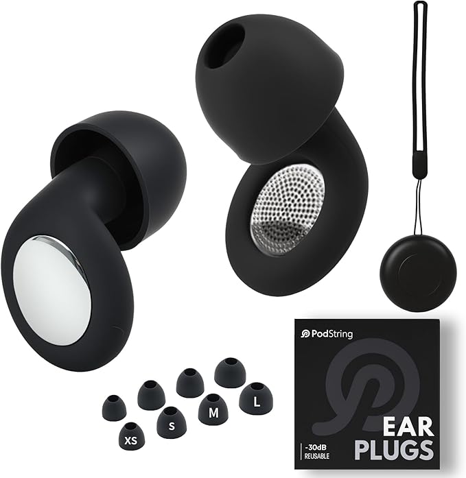 Ear Plugs for Sleeping Noise Cancelling, Ear Plugs for Noise Reduction with 8 Eartips, Reusable Earplugs for Concerts Snoring Side Sleepers, Silicone Earplug Hearing Protection 30db (Black)