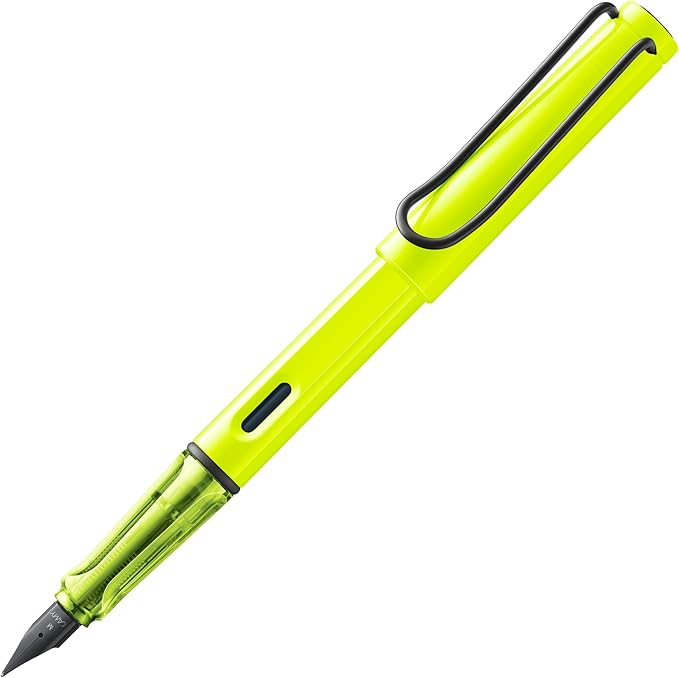 LAMY safari neonyellow - Fountain Pen with ergonomic grip & polished steel nib in size M - ideal for any Writing & Calligraphy - including LAMY T 10 blue cartridge - Right-Handed