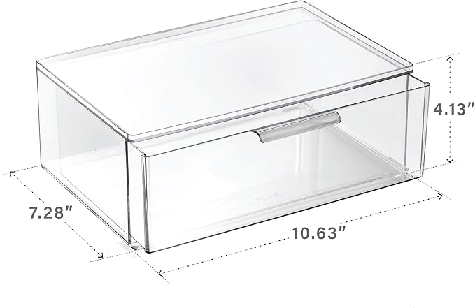 BINO | Clear Stackable Storage Drawers, Large | Clear Storage Drawers with Built-In Handles | Durable Plastic Organizer Drawer | Modular Stackable Drawer Acrylic Organizer