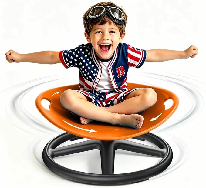 Spinning Chair for Kids, Orange, 360° Sensory Swivel Chair | Spinning Chair for Autistic Kids, For Home Classroom Playroom