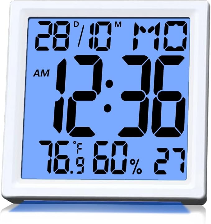 Timloon Digital Alarm Clock Mini Size for Bedside, Big Numbers Display with Backlight, Alarm, Temperature and Humidity, 12/24H, Snooze,℃/℉ Switching (Size: 3.7"x3.7")