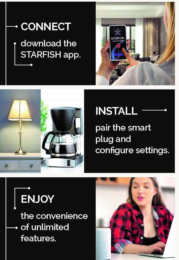 Satco S11269 Starfish 2-Inch Mini-Square On/Off WiFi Smart Plug Outlet, Works with Siri, Alexa, Google Assistant, SmartThings, White, 2 Pack