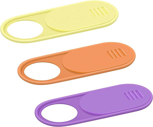 Laptop Camera Cover Slide 0.028-Inch Ultra-Thin Webcam Cover Blocker for MacBook, iMac, Laptop, Desktop, PC, iPad, Smart Phone Protect Your Privacy and Security（Orange/Yellow/Purple-3 Pack）