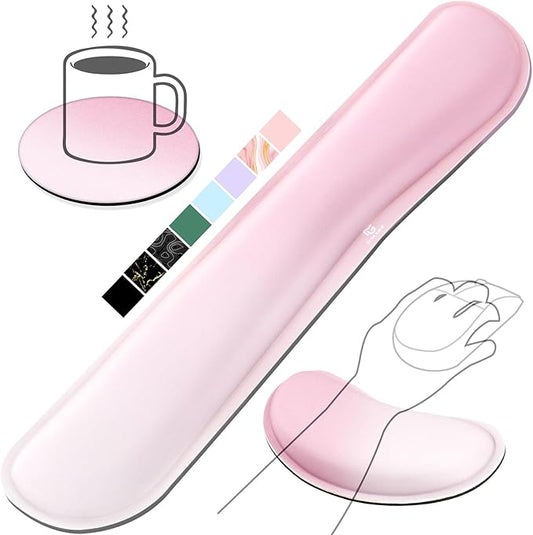 Gimars Upgrade Enlarge Silky Gel Memory Foam Keyboard Wrist Rest, Wrist Rest for Computer Keyboard, Ergonomic Mouse pad Rests for Typing Pain Relief, Wrist Support for Office, Gaming, Pink Gradient