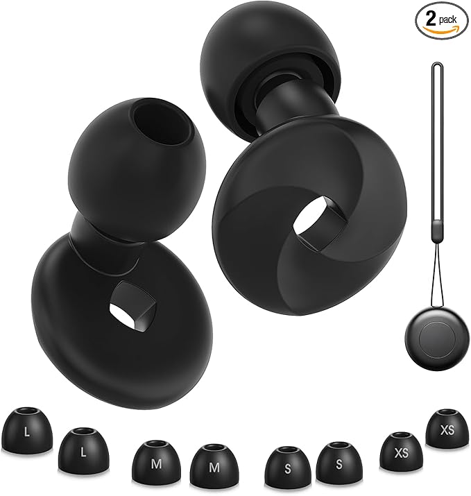 Faedra Ear Plugs for Sleeping 40dB Noise Cancelling, Reusable Soft Silicone Ear Plugs for Noise Reductiong, Earplugs for Sleep with 8 Ear Tips for Concerts, Snoring, Work, Shooting, and Travel (Black)