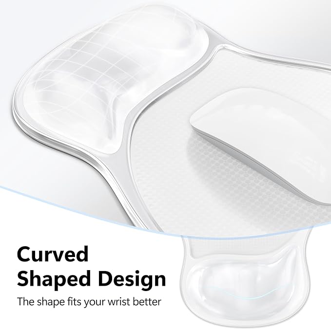AKIT Ergonomic Gel Mouse Pad and Keyboard Wrist Rest, Non-Slip, Clear | Gel Wrist Support for Typing Comfort Non-slip Base Fits Standard Keyboards and Mice Reduces Fatigue During Long Work Sessions