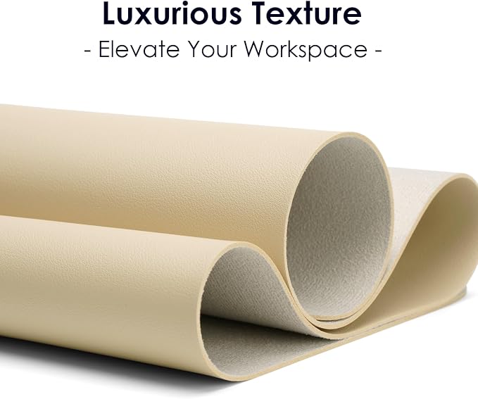 Leather Desk Pad Protector, Waterproof Mouse Pad, PU Desk Mat, Office Desk Cover, Desk Writing Mat for Office/Home/Work/Cubicle (Eggshell) 23.6x13.7 in