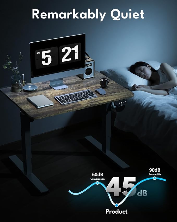 Small Electric Standing Desk, Gaming Desk, 31.5 Inch, Rustic Brown | Height Adjustable Computer Desk with Smart Controller, Sit and Stand Up Table for Home, Office, Work, Study, Writing