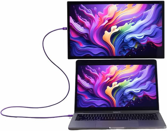 Espresso Lite 15 Portable Monitor (Purple) – 15.6” Full HD USB-C Display, Single-Cable Power, Ultra-Light Travel Monitor for Laptop, iPad & USB-C Devices