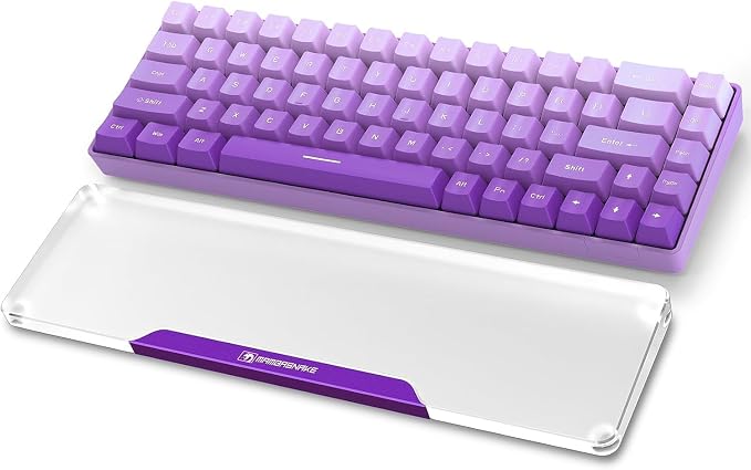 Acrylic Keyboard Wrist Rest - Wrist Support for Keyboard CNC Aluminum Alloy Customized Logo - Keyboard Pad Home & Office - Keyboard Wrist Pad with Anti-Slip Mat for 60% Compact Keyboard,Purple