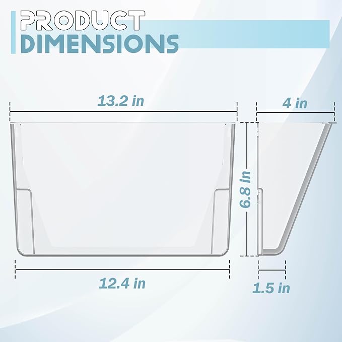 Gawerk Clear Acrylic Single Pocket, Plastic Hanging Wall Mount File Holder for Office Home (Clear, 8 Pack)