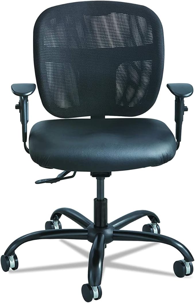 Safco Vue Intensive-Use Big and Tall Office Chair, Ergonomic and Height-Adjustable Swivel Seat with Breathable Mesh Back, Heavy-Duty Powder-Coated Base