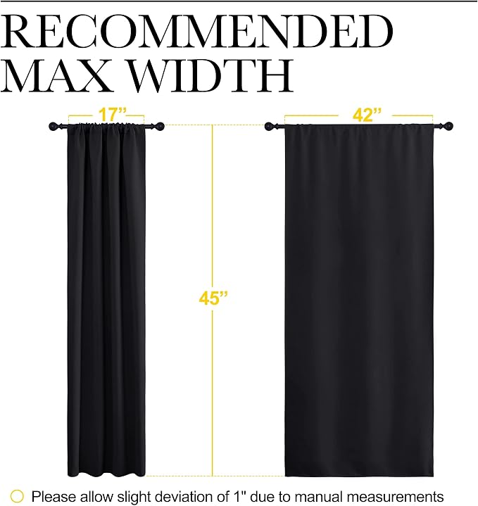 NICETOWN Black Out Short Curtain Panels for Kitchen - Energy Smart Decoration Thermal Insulating Blackout Drapes/Draperies for Bathroom Small Window (2 Panels,42 in x 45 in (W x L))