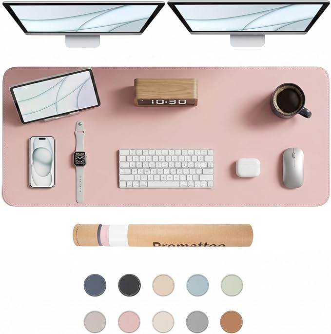 Large Desk Pad Non-Slip Desk Mat Protector for Keyboard Mouse Waterproof Vegan Leather Surface Faux Leather Laptop Mat Smooth Mouse Pad Premium Gift Tube Sakura Pink 47" x 17"