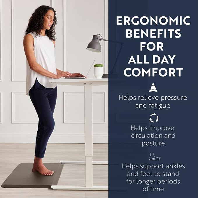 KANGAROO Anti Fatigue Mats for Kitchen Floor, 70x24, Reduce Foot, Knee Pressure, 3/4 Inch Thick Cushioned Ergonomic Mat, Waterproof Comfort Rug for Under Sinks, Standing Desk, Store Floors, Coffee