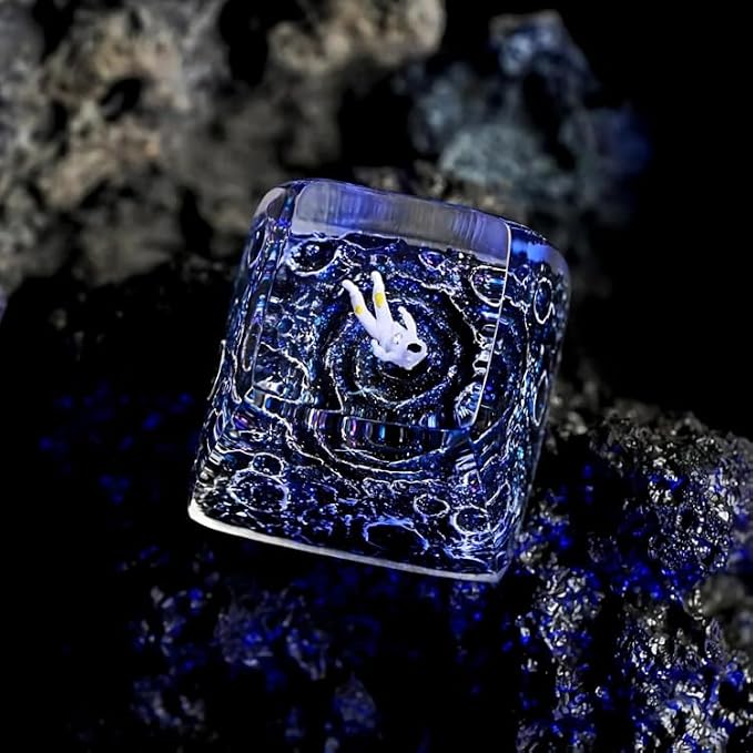 Blue Astronaut Artisan Keycap - 1U ESC, R1 SA Profile Custom Handmade Resin Cherry MX Switch Key Cap Mechanical Keyboard, Cool Tech Gifts for Men, Dad, Father, Gamer, Space Lover