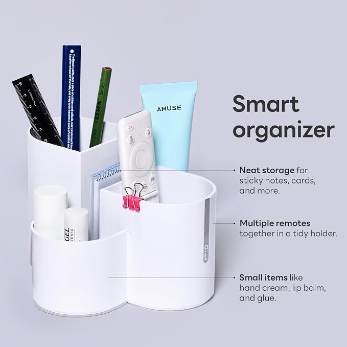 Aesthetic Desk Organizer [Modern Red] - Multi-Compartment Pen Holder & Remote Control Caddy, Modern Vanity Makeup Brush Organizer, Premium Stationery Storage (Made In Korea)