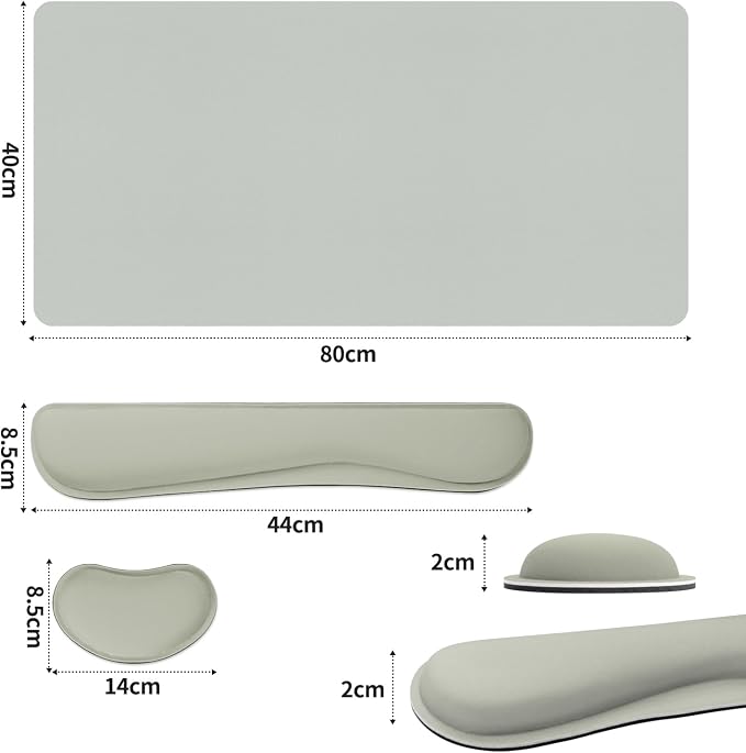 Mouse and Keyboard Pad, 3-in-1 Desk Mat Set, Wrist Rest for Computer Keyboard, Ergonomic Keyboard Wrist Rest Set for Office Home Decor(Light Grey, 31.5" x 15.7")
