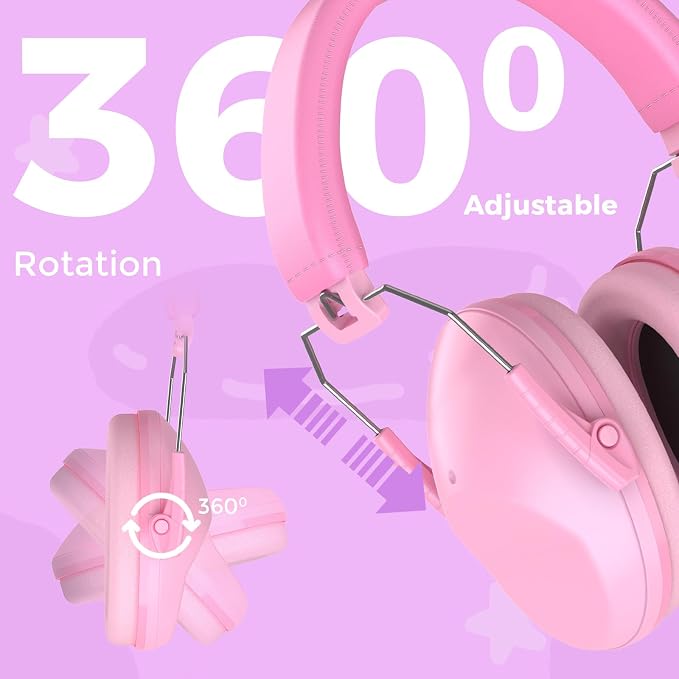 ProCase Kids Noise Cancelling Headphones, Kids Ear Protection Monster Jam Truck, Fireworks Hearing Protection Noise Reduction, Noise Canceling Earmuffs for Sensory Autism Toddler Children -LightPink