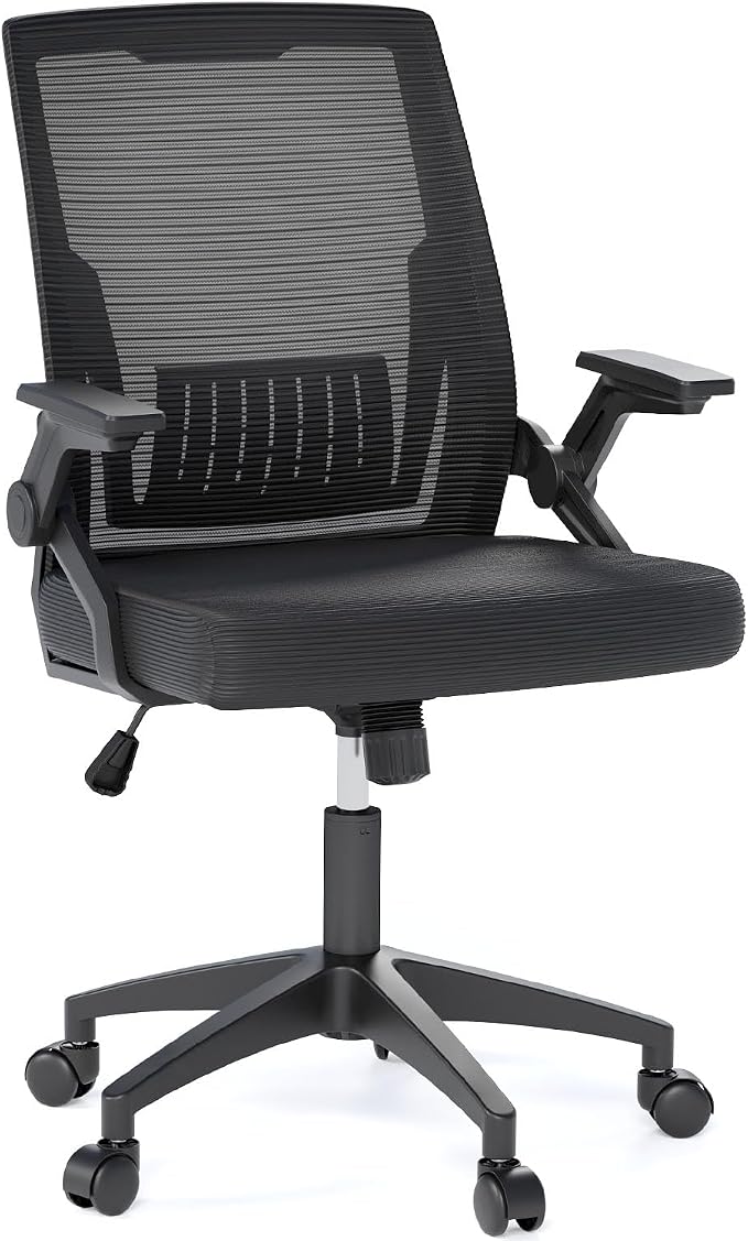 OS MOTOR Ergonomic High-Back Mesh Office Chair with Lumbar Support | Flip-up Armrests, Adjustable Height, Swivel Rolling Base, Breathable Mesh, Comfort, Home, Office, Work, Study, Gaming