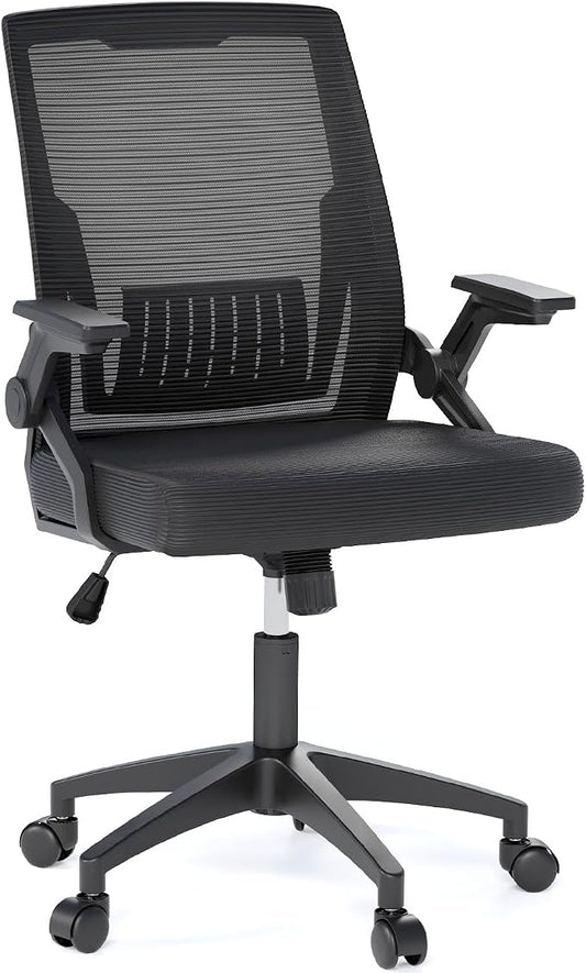 OS MOTOR Ergonomic High-Back Mesh Office Chair with Lumbar Support | Flip-up Armrests, Adjustable Height, Swivel Rolling Base, Breathable Mesh, Comfort, Home, Office, Work, Study, Gaming