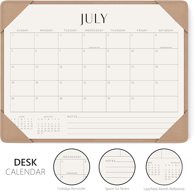 Jotsome Desk Calendar 2026 - 2027 with Desktop Mat, Desk Pad Calendar From July 2026 to December 2027 14x10.5 inch, Desk Blotter Calendar for Home Office and School, Easy Planning, Gift for the Holidays, Apricot