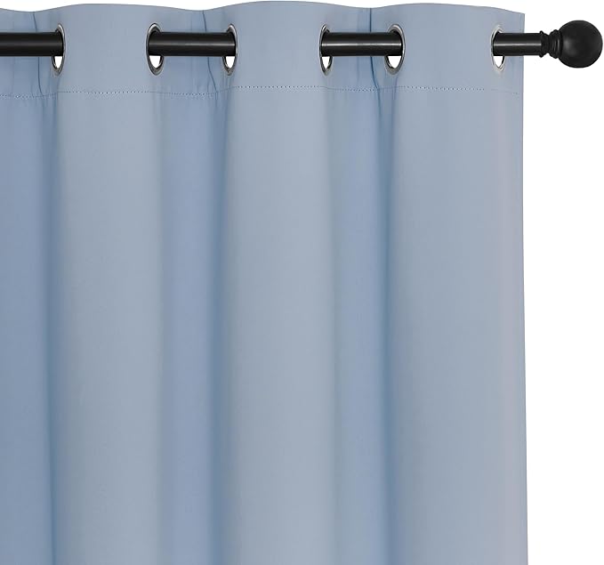 NICETOWN Blackout Vintage Blue Bedroom Curtain 84 inches Long, Grommet Thermal Insulated Room Divider Drape Solid Window Treatment for Sliding Door/Living Room, W100 x L84, 1 Panel