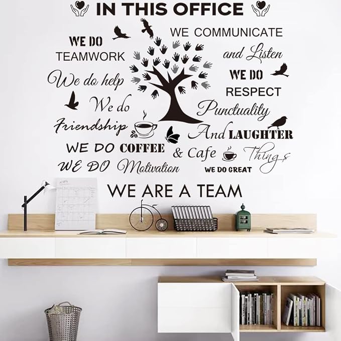Office Inspirational Quotes Wall Decals - Motivational Teamwork Stickers, Positive Lettering Spiritual Words, Company Art 'We Are A Team' Decoration