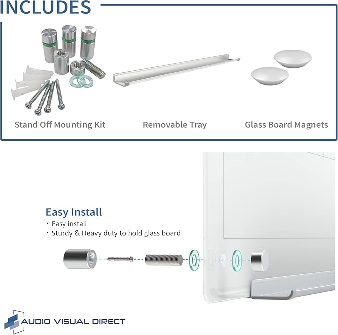 Audio-Visual Direct Magnetic Glass Dry Erase Board Set (3' x 2', Calendar White) for Wall - Monthly Planner