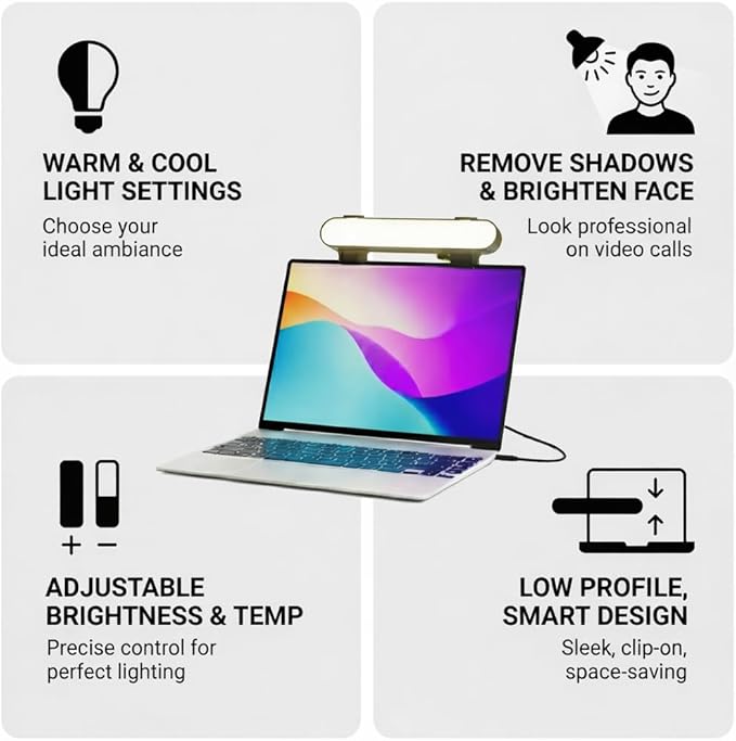 HumanCentric Video Conference Lighting, Laptop Only Webcam Light for Streaming, LED Laptop Light for Video Conferencing, Zoom Lighting for Computer, Upgrade Light for Zoom Meetings
