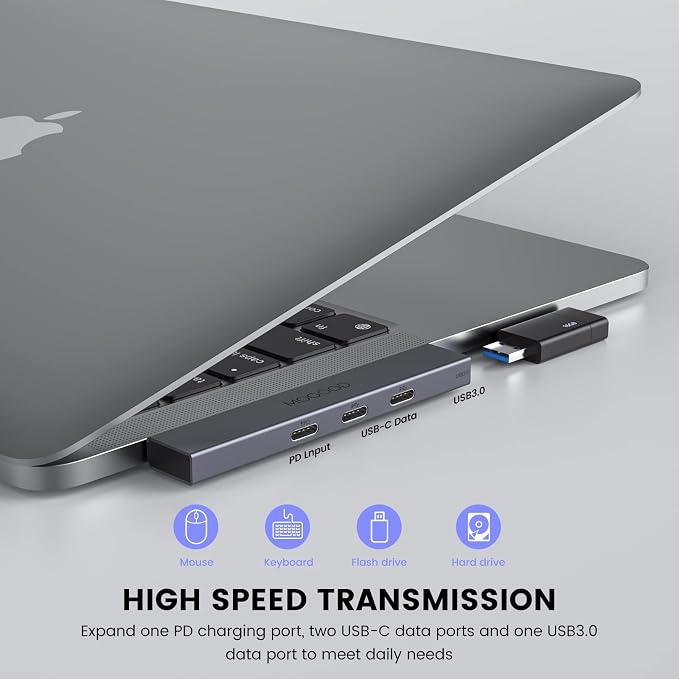 MOGOOD USB C Hub USB C Splitter for Laptop(Monitor NOT Supported),Type C Multiport Adapter with 60W Power Delivery for MacBook Quest3(Would't Charging Over 60W)