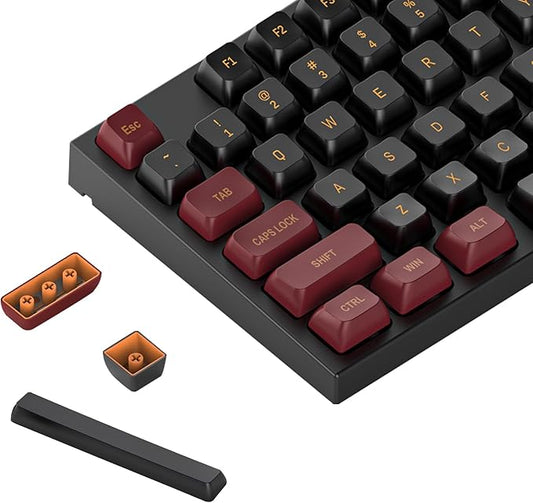 150-Key PBT Double-Shot Keycap Set - Custom CSA Profile Keycaps Compatible with Cherry MX Switches, for 60%/65%/75%/100% Mechanical Keyboards (Red Black)