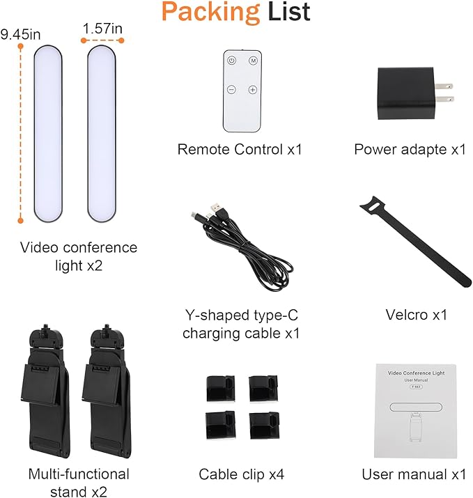 Video Conference Lighting Kit, Dual LED Lights for Live Streaming, Computer Lights are Used for Video Calls, Zoom, Games, Home Office Light, Laptop Ring Light, 3 Color Temperatures