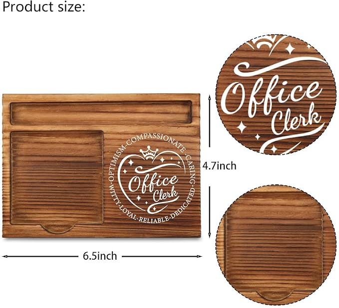 THRXOBN Desk Organizer for Office Clerks & Administrative Professionals - Natural Wood with Slots for Notes, Pens, and Small Office Supplies – Practical & Stylish Workspace Solution,WSH33