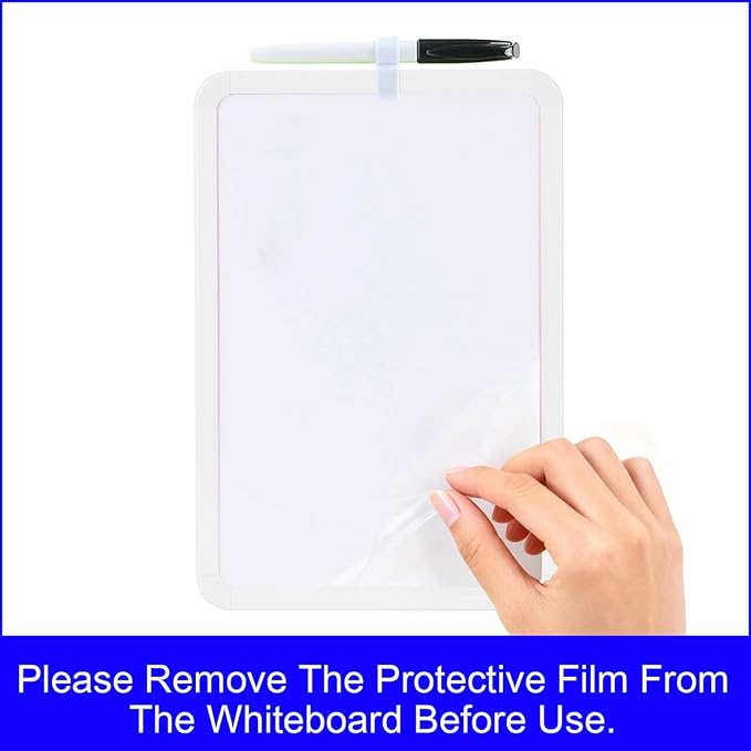MXG Double Sided Modern White Frame Small White Board Dry Erase, 8x12 Inch Portable Whiteboard for Fridge, Wall & Desk, Includes Magnets, Marker & Eraser, for Office, Classroom, & Business