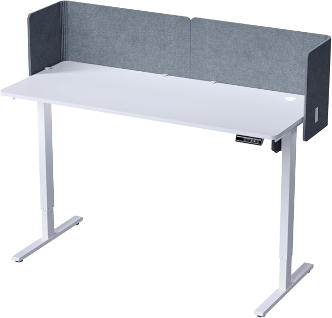 Desk Privacy Panel,2PCS L-Shaped Clamp-On Office Desk Divider,2-in-1 Adjustable Acoustic Desktop Partition Or Under Desk Modesty Panel,for Office,Home,Felt(Grey, 47.2" x 17.7")