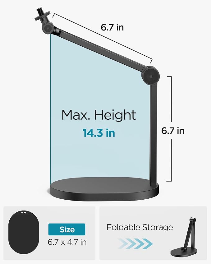 InnoGear Studio Mic Stand, Max Load 2.64 lb Microphone Arm Desk Mount Desktop Microphone Stand for Fifine AM8 K669B Blue Yeti HyperX QuadCast SoloCast AT2020, Webcams Cameras, Black
