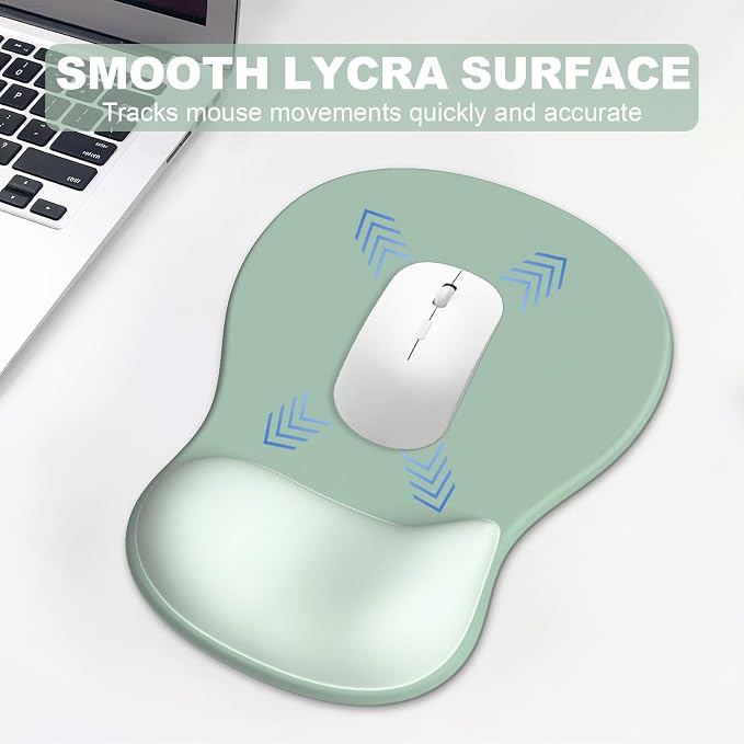 Ergonomic Mouse Pad with Wrist Rest and Keyboard Wrist Rest, Gel Mousepad and Wrist Rest for Computer Keyboard, Pain Relief, Non-Slip PU Base, Mouse Pad with Wrist Support for Gaming, Office, Green