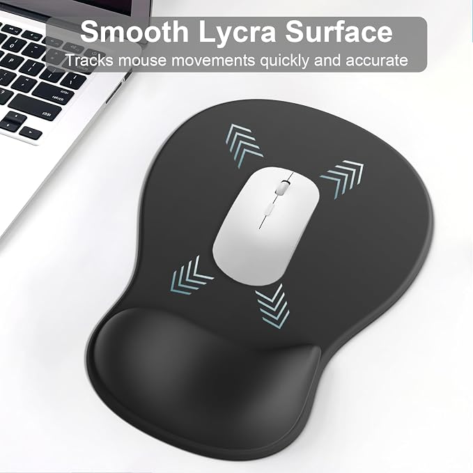 Ergonomic Mouse Pad with Wrist Rest and Keyboard Wrist Rest, Black Mousepad and Wrist Rest for Computer Keyboard, Pain Relief, Non-Slip PU Base, Gel Mouse Pad with Wrist Support for Gaming, Office