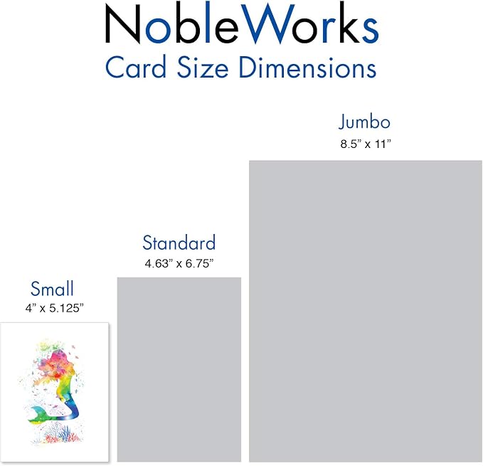 The Best Card Company Assorted Watercolor Blank Greeting Card Box Set - Incl. 10 Notecards + Envelopes, 10 Unique Designs for Thank You, Invitations, More - Funky Rainbow Mermaids AM6863OCB-B1x10