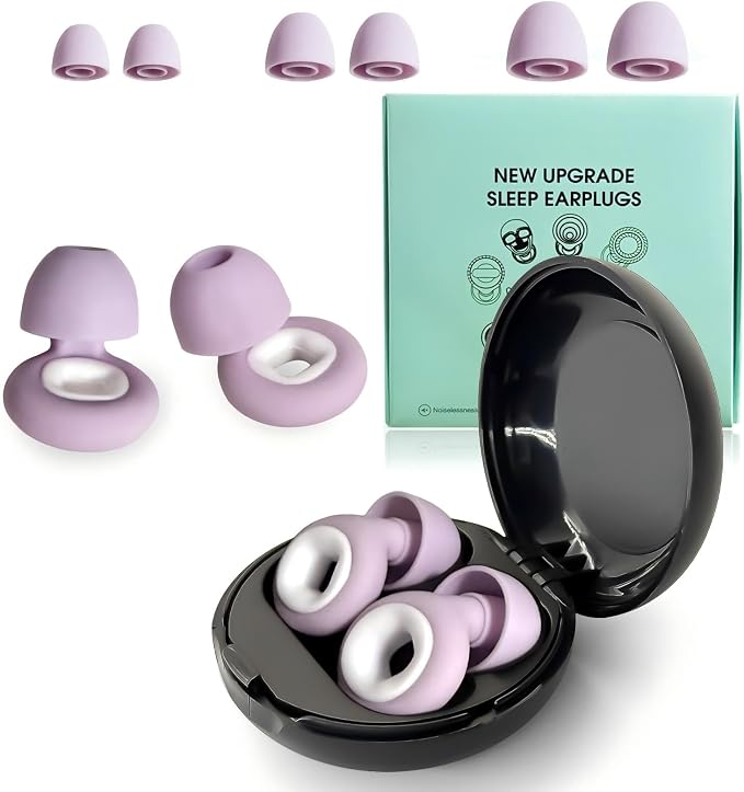 Earplugs Motorcycle.Ear Plugs for Sleeping Noise Cancelling 35dB Noise Reduction、Reusable Ear Plugs,Super Soft for Motorcycles Cycling、Sleeping、Work、Travel(Purple White)