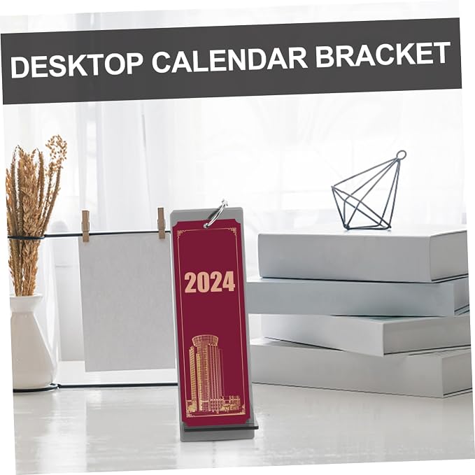 Uonlytech Dragon Year Acrylic Desk Calendar Stand Lightweight Portable Calendar Holder for Office Home School Display Rack Desktop Flip Calendar Bracket